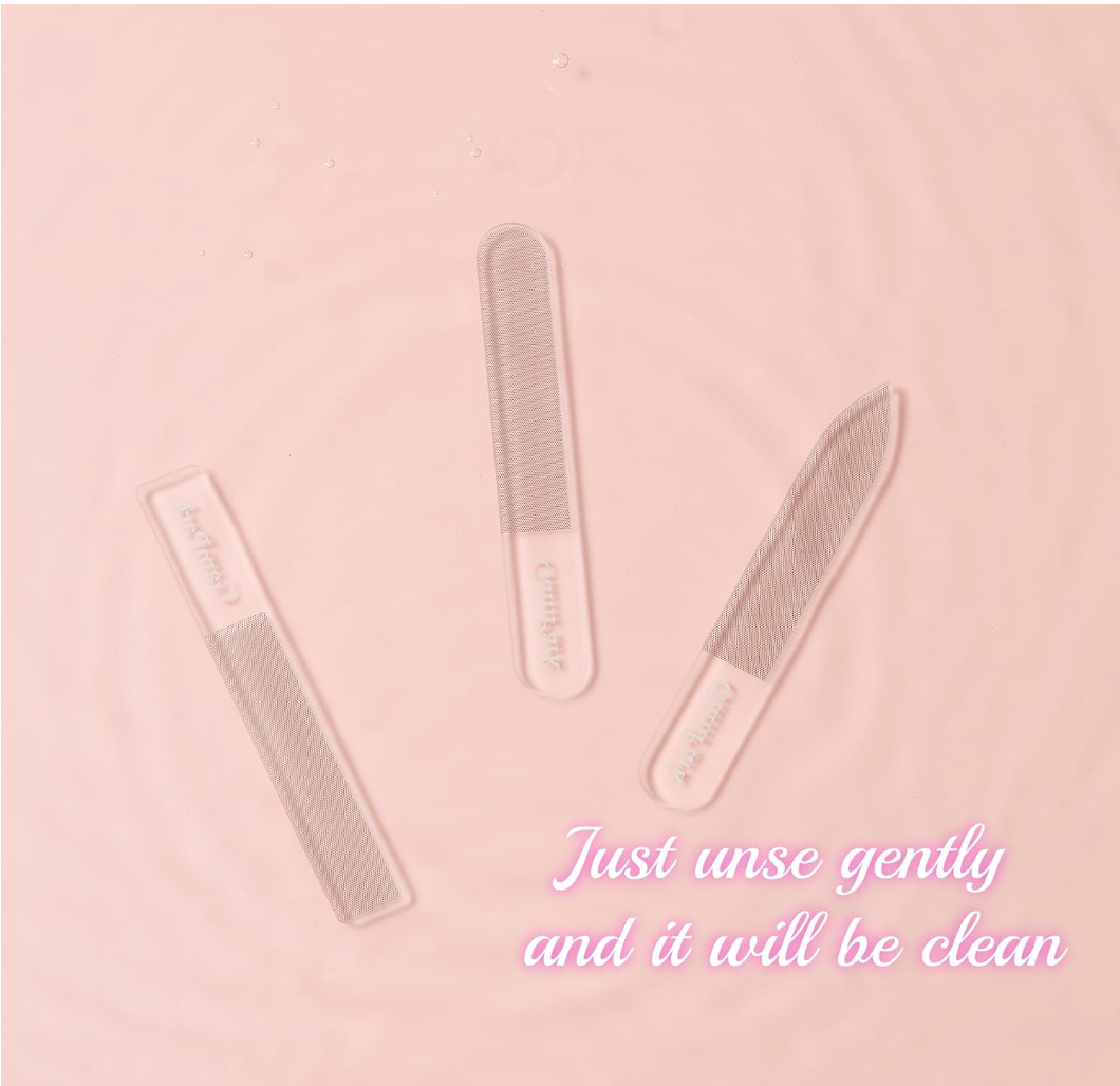 3PCS Glass Nail Files for Natural Nails