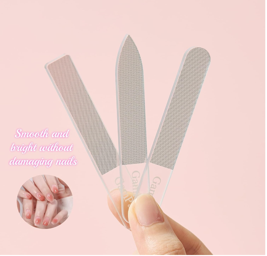 3PCS Glass Nail Files for Natural Nails